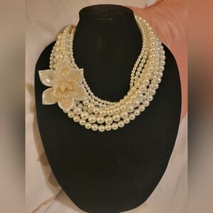 Multi strand pearl choker